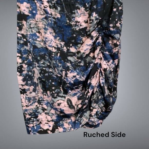 Kenneth Cole Abstract Print Ruched Sheath Dress NWT 3/4 Sleeves Blue Pink Sz L - Picture 6 of 13